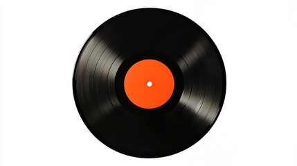 Top view of Vinyl record with bank label isolated.