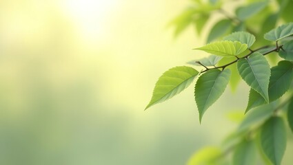 Soft Blurry Leaves Over Light Gradient Background