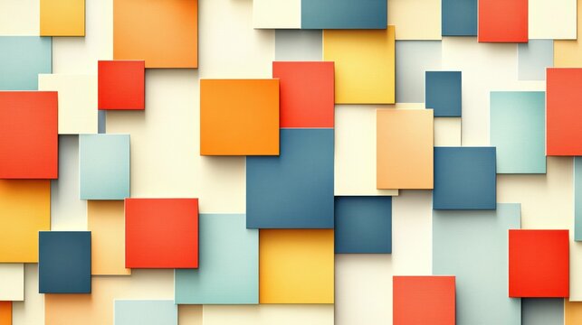 Abstract pattern of colorful squares and rectangles, modern art illustration