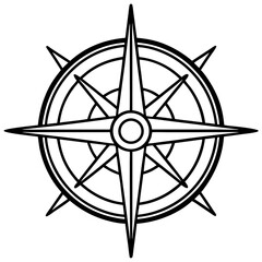 Compass Rose: A striking compass rose illustration with bold lines, signifying direction and exploration, perfect for navigational themes.