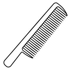 Hair Comb Line Art: A sleek line art illustration of a hair comb, designed for grooming and personal care, featuring a classic design.