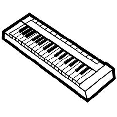 Fototapeta premium Black and white illustration of an electronic keyboard: A simplistic black and white drawing depicts the keys of an electronic musical keyboard.