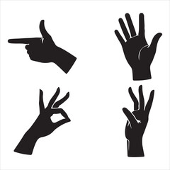 A set of hand gestures, silhouette