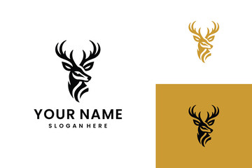 A vector of an minimal deer head with antlers logo  © UltraXD