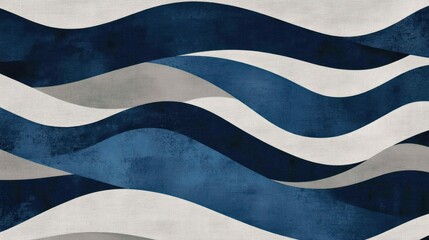 Abstract blue, gray and white waves, creating a calming and modern pattern.