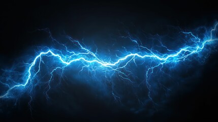 Obraz premium Striking blue lightning bolt electrifies the dark background.