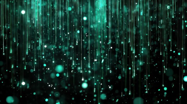 Abstract technology background with digital streams of binary code in blue.