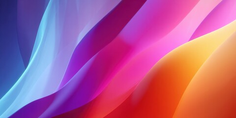 Obraz premium Abstract waves of vibrant color create a dynamic and eye-catching backdrop, transitioning from cool blues to warm oranges, purple, yellow, red.