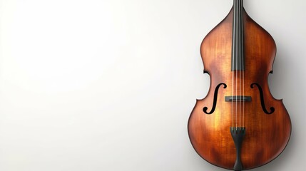 Fototapeta premium A classical double bass rests against a white background, creating an elegant image.