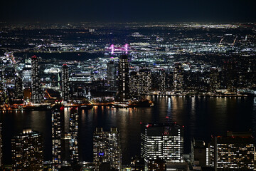 Naklejka premium new york city skyline at night