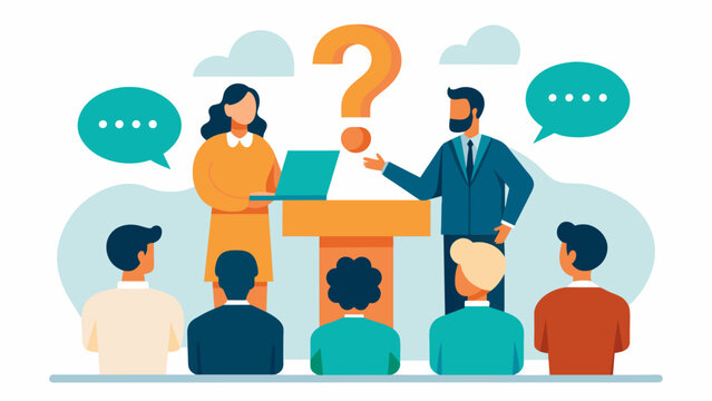 A QA session allows attendees to ask specific questions and receive personalized advice on safety concerns within their own congregation.. Vector illustration