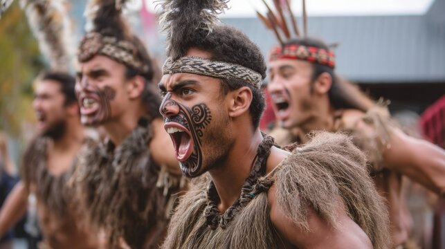 Traditional maori haka performance and cultural celebration