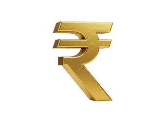 3d golden rupee symbol stock image isolated on white background
