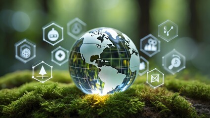 Green logistic transport. Global transport Net zero logistics, green energy, Renewable and clean energy. Environmentally friendly transport, sustainable development