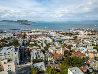 View of San Francisco cityscape above from Lombard Street - San Francisco - USA