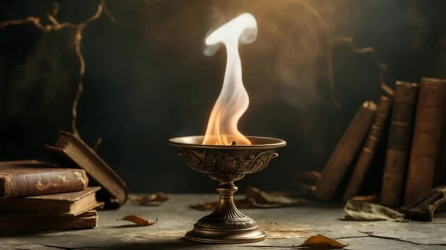 Vintage background with burning leaves
