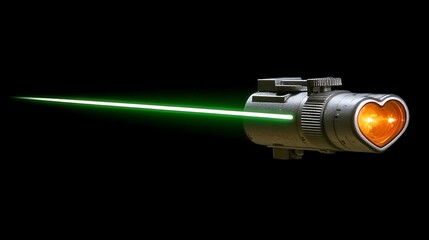 Tactical scope with laser sight and heart-shaped reticle.