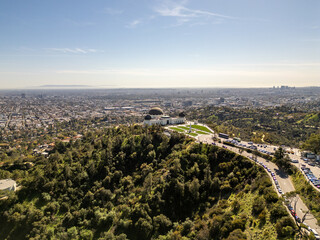 Obraz premium Griffith Observatory is an observatory in Los Angeles, California, on the south-facing slope of Mount Hollywood in Griffith Park