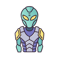 Cartoon Style Alien in Space Suit Isolated Image