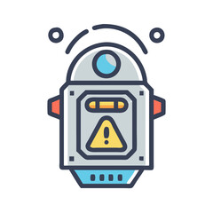 Isolated warning robot icon symbol on black background