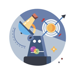 Retro Space Explorer Robot Telescope Cosmos Destination Illustration