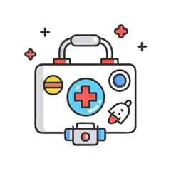 Modern Illustrated First Aid Kit on Black Background