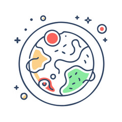 Abstract Earth Illustration With Stars and Circles on Black