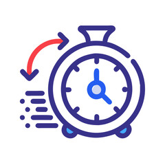 Deadline Reminder Clock with Speed and Red Arrow Icon