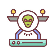 Alien in spaceship colorful icon vector illustration design
