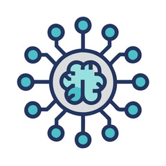 Connected Brain: Artificial Intelligence, Machine Learning Icon