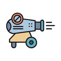 Cartoon vector image of a light blue cannon