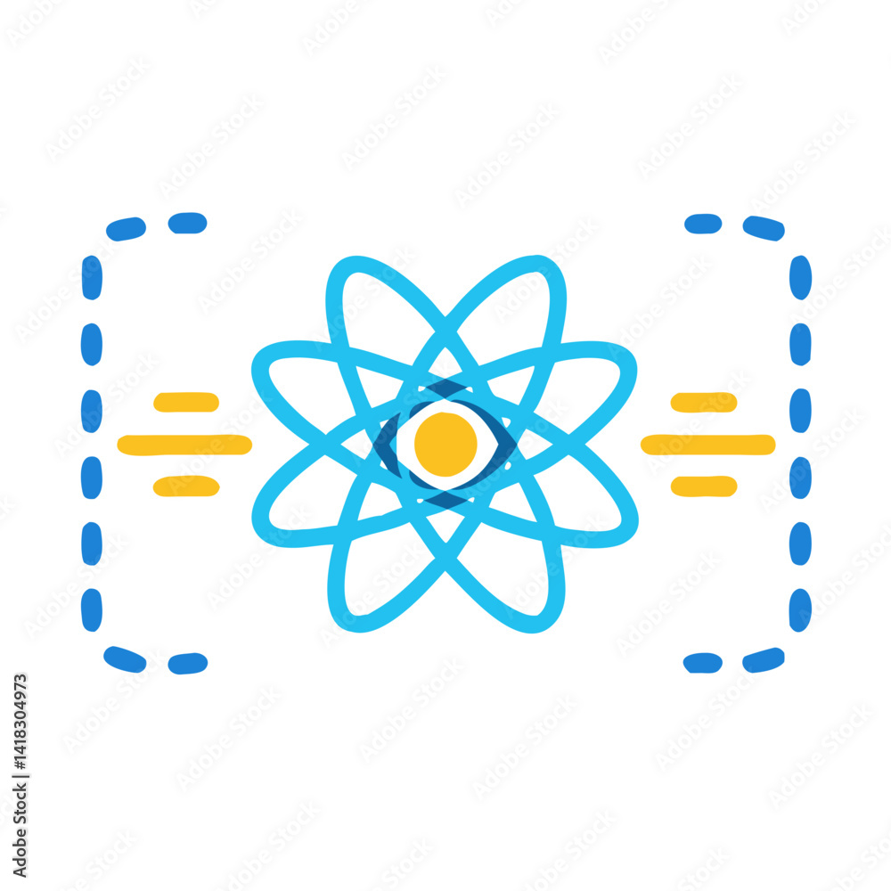 Poster react icon, javascript library, web development illustration