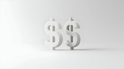 Two White Dollar Symbols On White Background