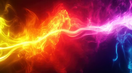 Obraz premium Abstract waves of colorful smoke and light create a dynamic, vibrant design.