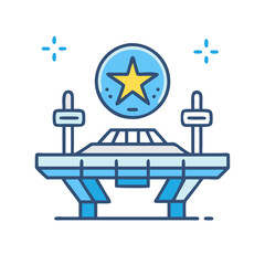 Futuristic Stage with Star, Icon, Vector Illustration