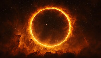Naklejka premium Fiery ring of celestial fire surrounds the void.