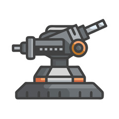Cartoon defense turret with sci-fi style and aesthetic