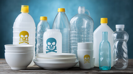 Health Hazards From Exposure Warning on Plastic Containers and Bottles in a Collection