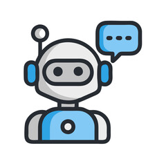 Cute Chatbot AI Avatar Robot with Thought Bubble