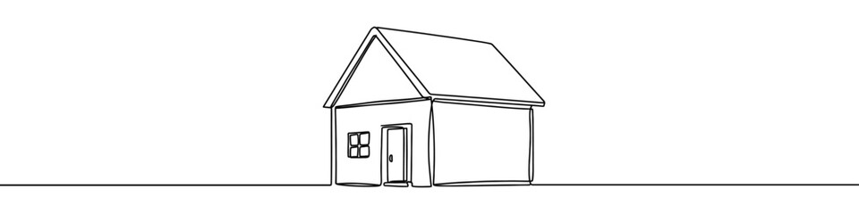 House icon drawn with one line. Black outline of a house made with a single continuous line