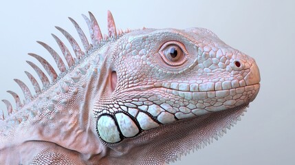 Fototapeta premium Albino iguana close up detailed reptile scales exotic pet wildlife photography