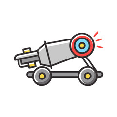 Cartoon Space Cannon Vector Illustration on Black Background