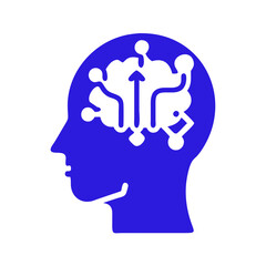 Artificial intelligence blue human brain, deep learning