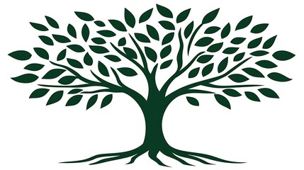 Fototapeta premium Majestic silhouette of a lush, spreading tree.