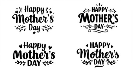 Fototapeta premium Modern calligraphy happy mother’s day text set with heart accents