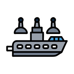 Modern Cartoon Ship Illustration on Black Background
