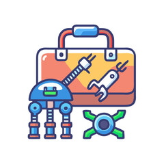 Robot Repair Kit Icon on Black Background