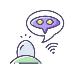 AI Chatbot with alien thoughts in chat bubble