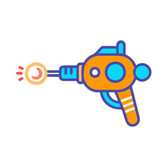 Retro ray gun on a black backdrop illustration