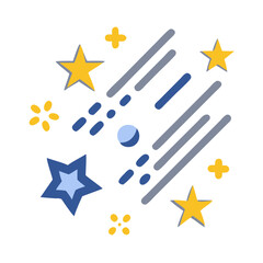 Colorful Celestial Night with Stars and Comet Illustration